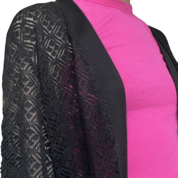 Verve Ami Black Sheer Knit Cardigan Sweater - Picture 5 of 8